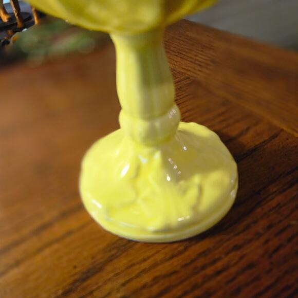 Vintage Yellow Martan Portugal Pottery Flower Compotes Set of 4 - Picture 12 of 14